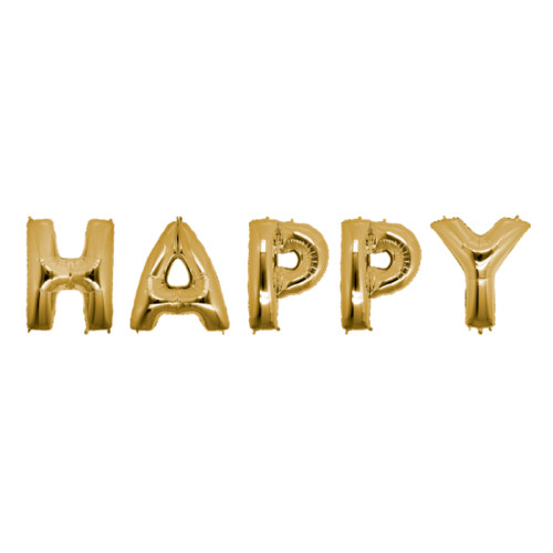 Кульки фольговані HAPPY золоті 40 см
