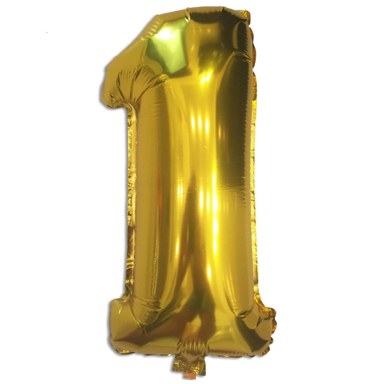 Foil ball 1 meter number 1 gold 1 pc