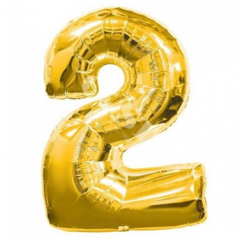 Foil ball 1 meter number 2 gold 1 pc