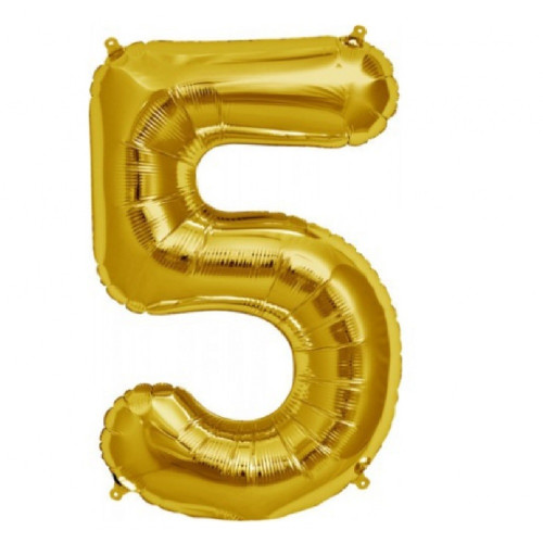 Foil ball 1 meter number 5 gold 1 pc