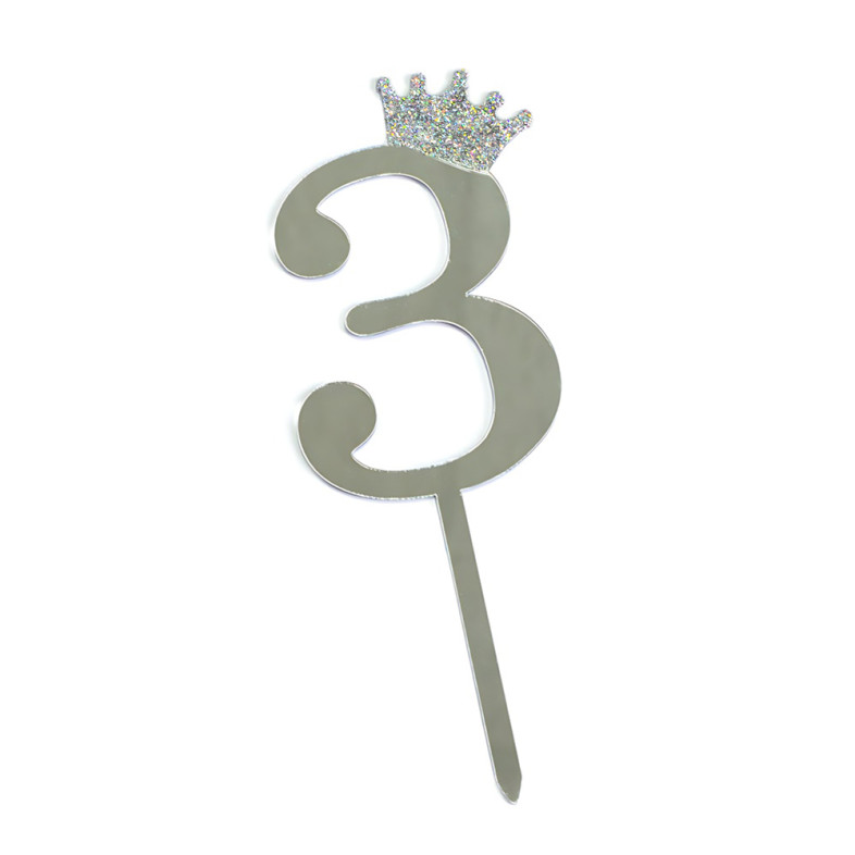 Number 3 Silver Crown 1 pc.