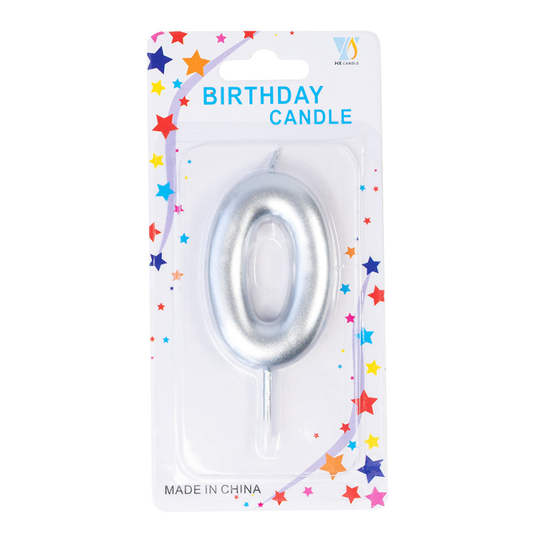Candle number 0 silver 1 pc