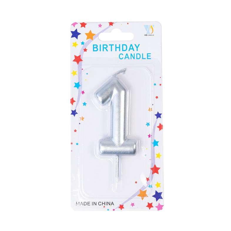 Candle number 1 silver 1 pc.
