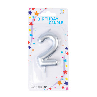 Candle number 2 silver 1 pc