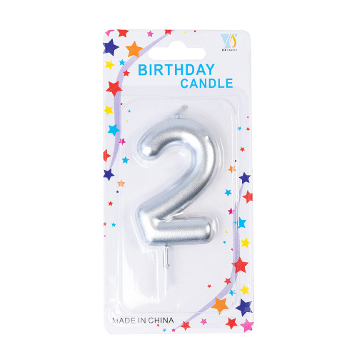 Candle number 2 silver 1 pc