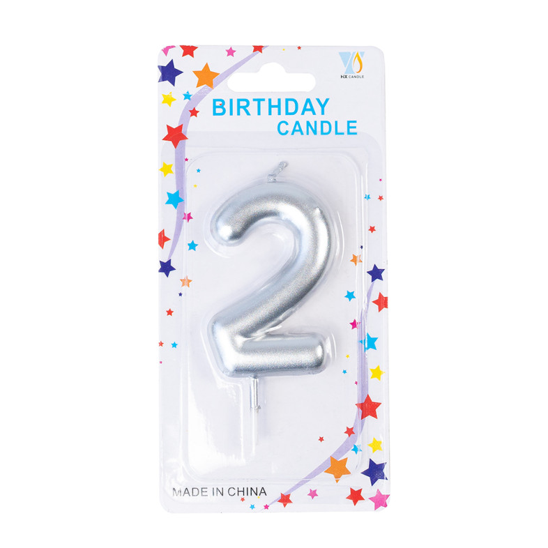 Candle number 2 silver 1 pc