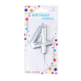 Candle number 4 silver 1 pc.
