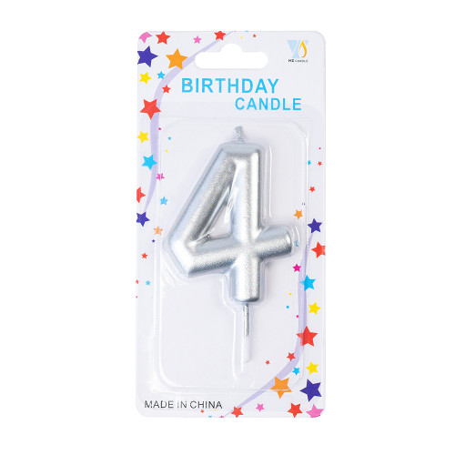 Candle number 4 silver 1 pc.
