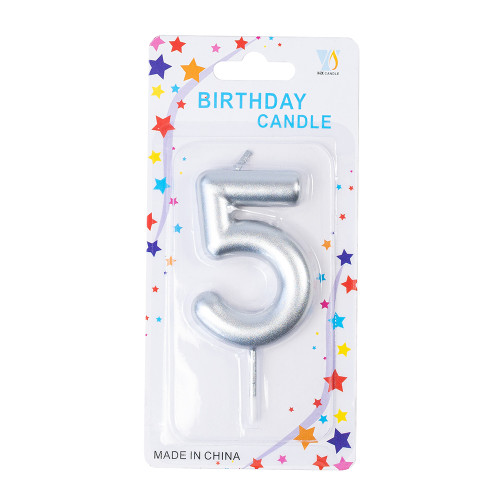 Candle number 5 silver 1 pc.
