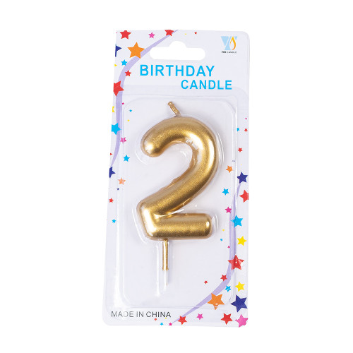Candle number 2 gold 1 pc.