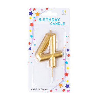 Candle number 4 gold 1 pc.