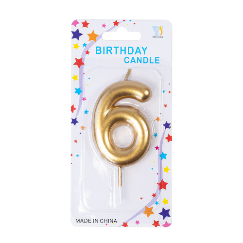 Candle number 6 gold 1 pc.