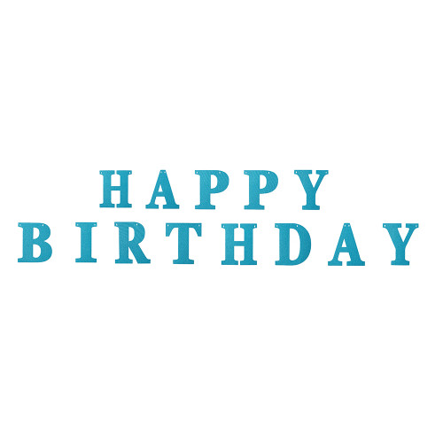Shiny garland Happy birthday blue 1 pc.