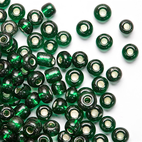 Round beads large 6 (3.6 mm) dark green pack of 20 g