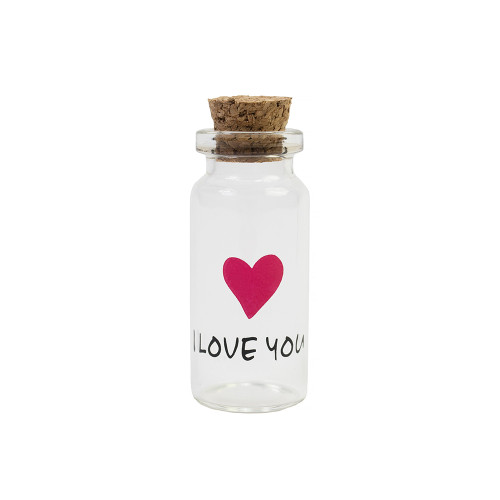 Kolba ze szkła 22x50 mm Love you przezroczysty (11 ml) 1 szt