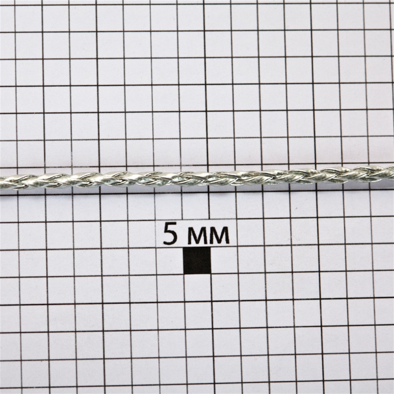 Sznurek ze sztucznej skóry 3 mm w kolorze srebrnym 1 metr