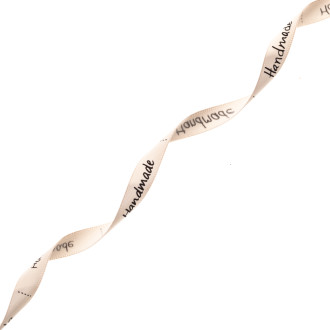 Satin ribbon 10 mm Handmade beige 1 meter
