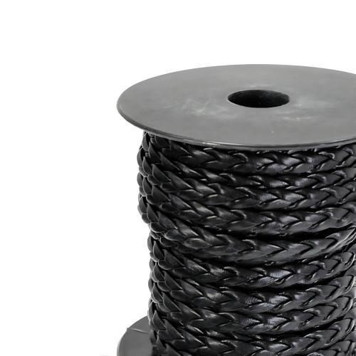 Flat artificial leather cord 7 mm black 1 meter