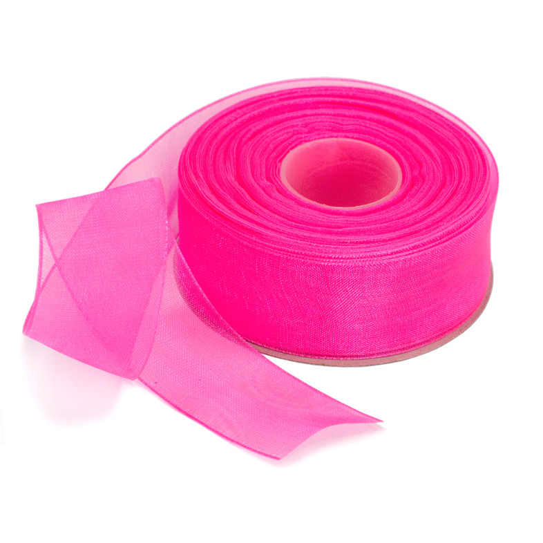 Organza ribbon 25 mm pink 1 meter