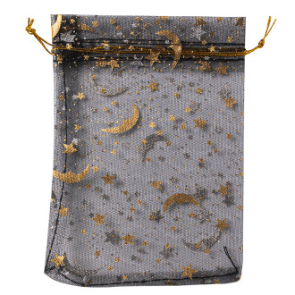 Decorative organza bag with pattern 12×9 cm black 1 pc