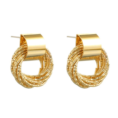 Stud earrings (pair) Round gold pack of 2 pcs