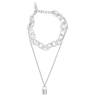 Chain with pendant Lock 40 cm cupronickel 1 pc