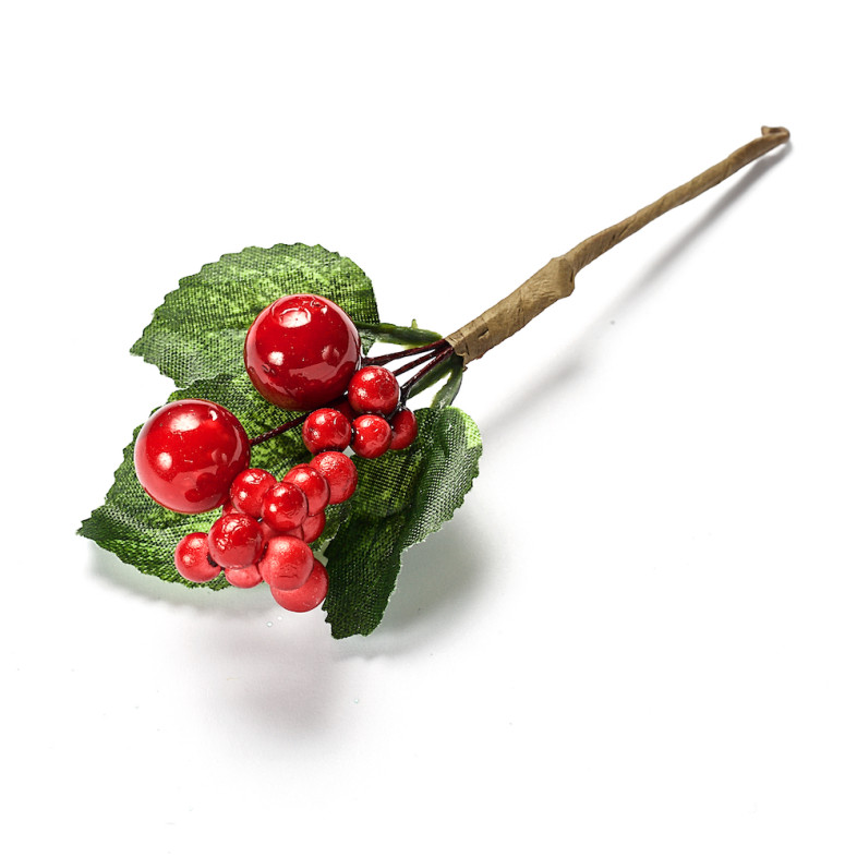 Decorative element Twig with red berries 1 pc.