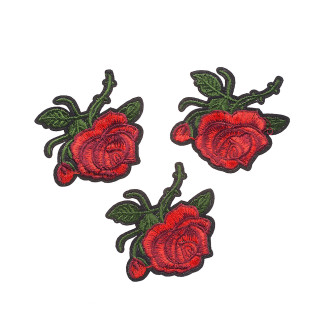 Fabric patch Rosebud red 1 pc.