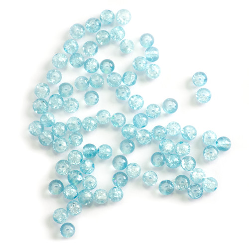 Glass bead craquelure 6 mm blue 1 pc