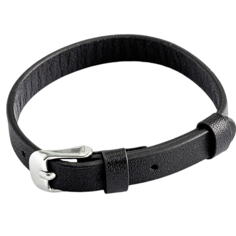 Leather slider bracelet 220×8×2.2 mm black 1 pc