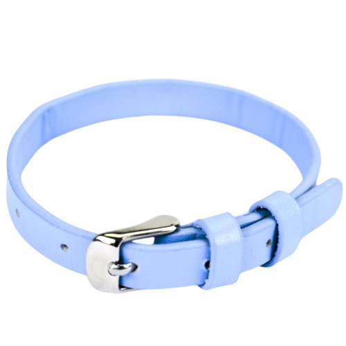 Leather slider bracelet 220×8×2.2 mm blue 1 pc