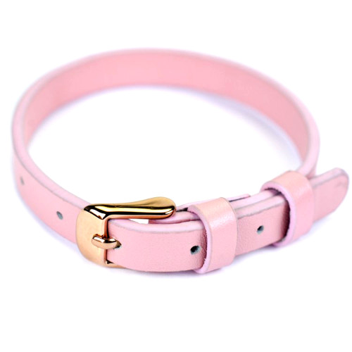 Leather slider bracelet 220×8×2.2 mm pink 1 pc