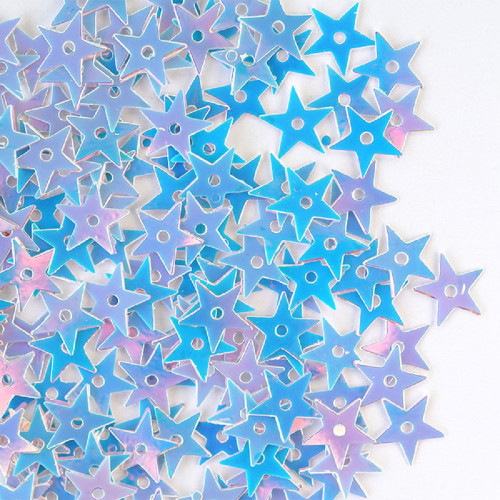 Star sequins 10 mm blue AB pack of 5 g
