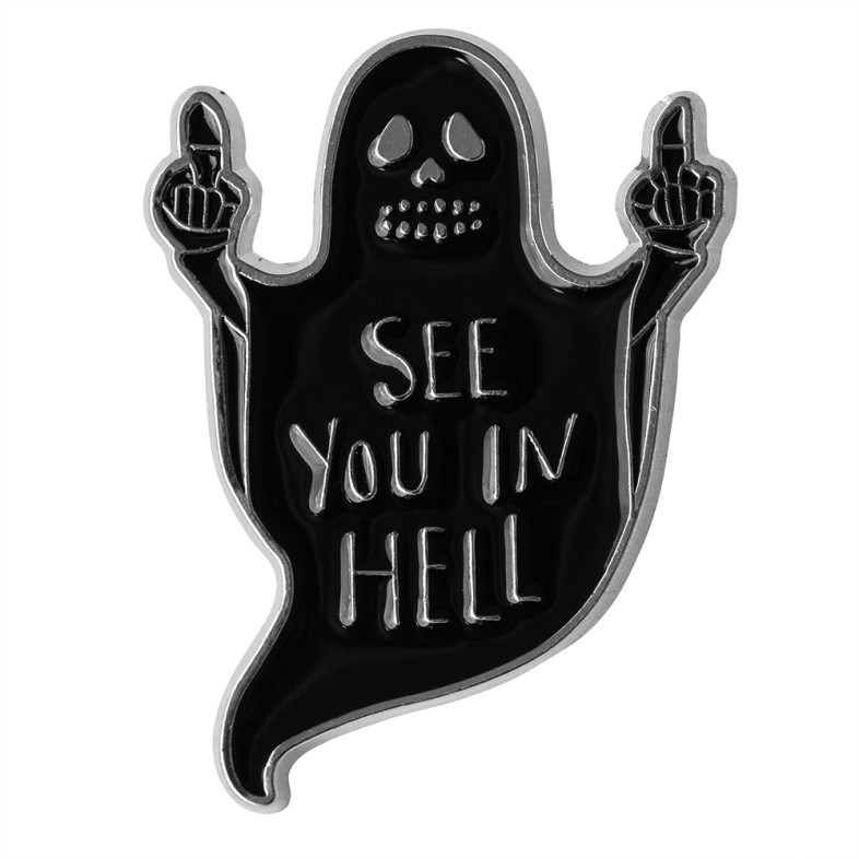Значок пін металевий Привид See you in hell 1 шт