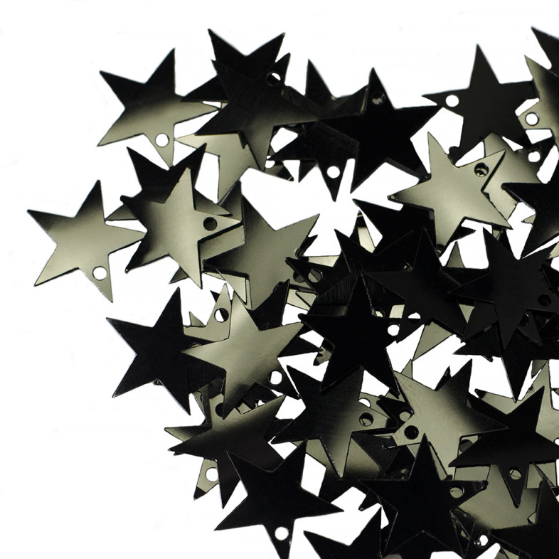 Star sequins 16 mm black pack of 5 g