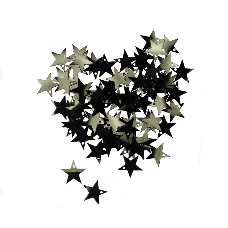 Star sequins 16 mm black pack of 5 g