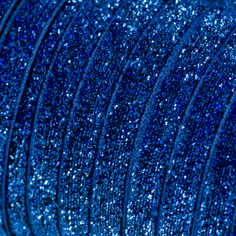 Velvet ribbon with lurex 10 mm blue 1 meter
