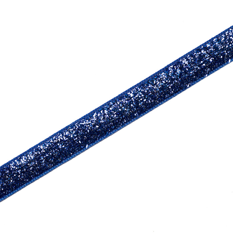 Velvet ribbon with lurex 10 mm blue 1 meter