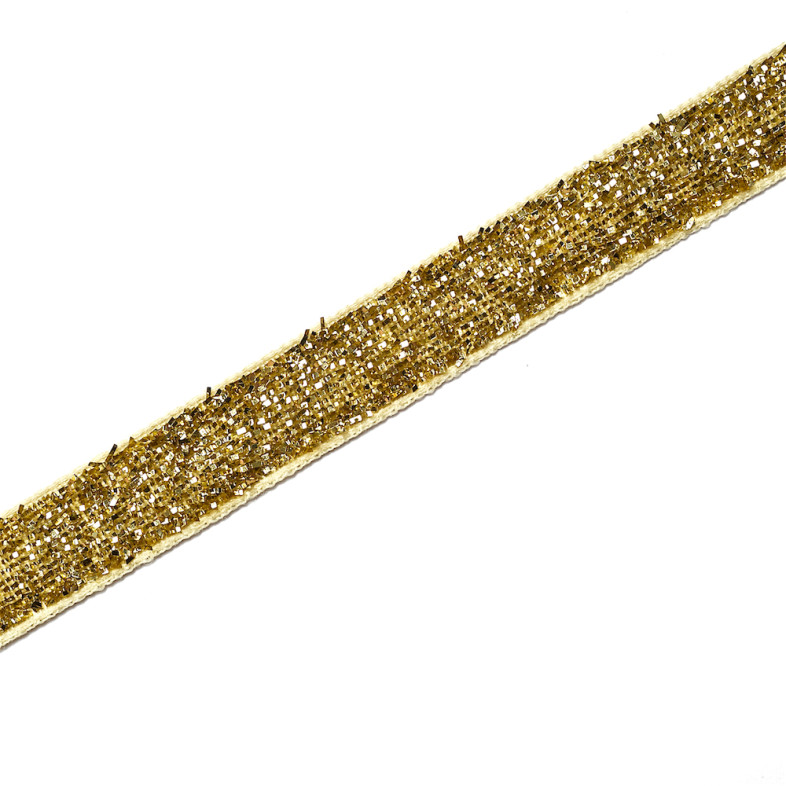 Velvet ribbon with lurex 10 mm gold 1 meter