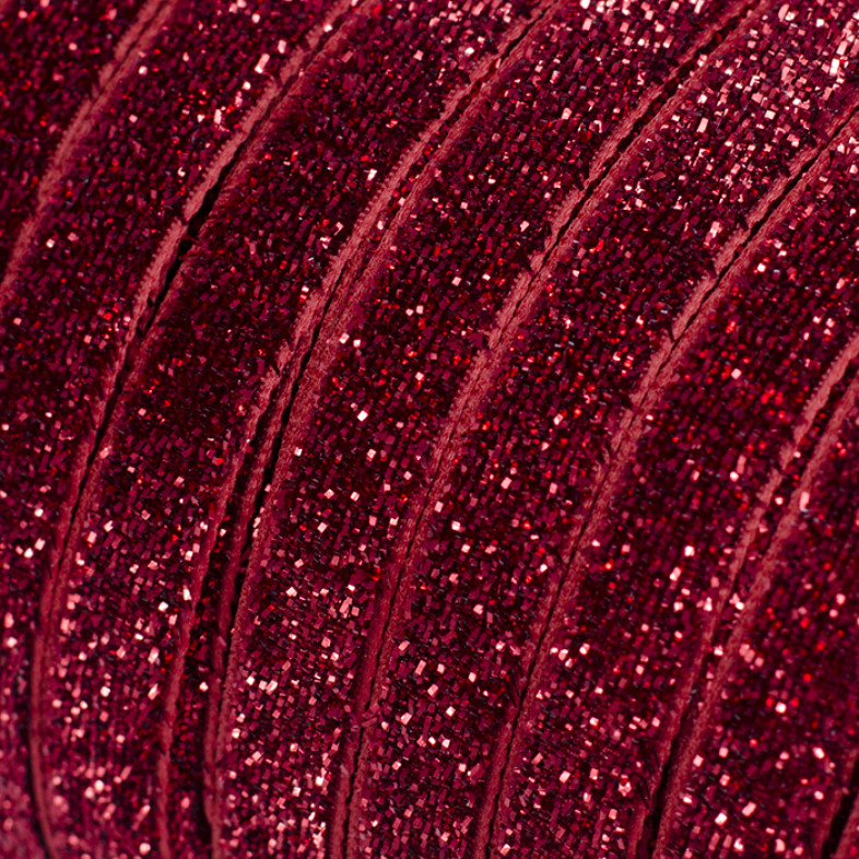 Velvet ribbon with lurex 10 mm red 1 meter