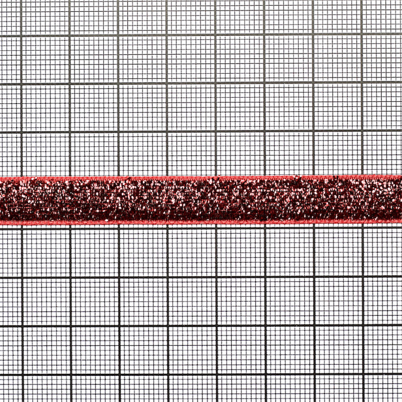 Velvet ribbon with lurex 10 mm red 1 meter