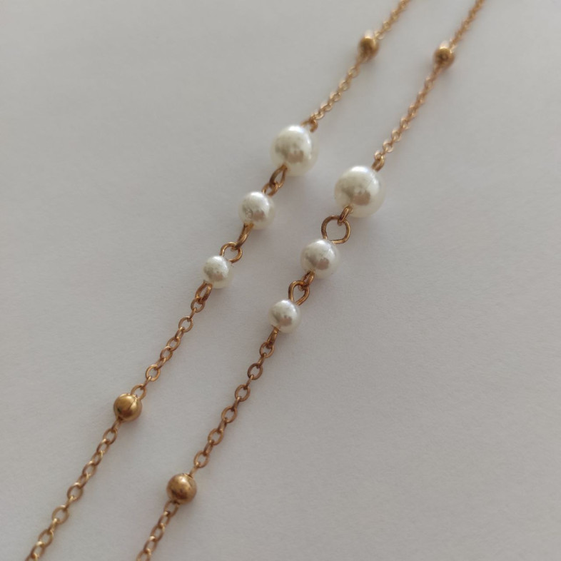 Gold eyeglass chain with pearls 1 pc