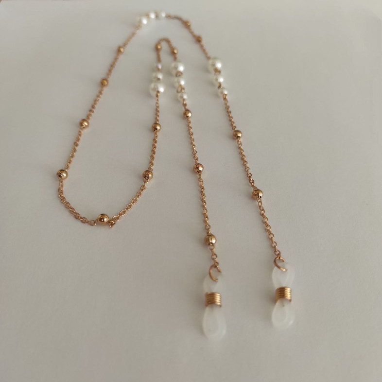 Gold eyeglass chain with pearls 1 pc