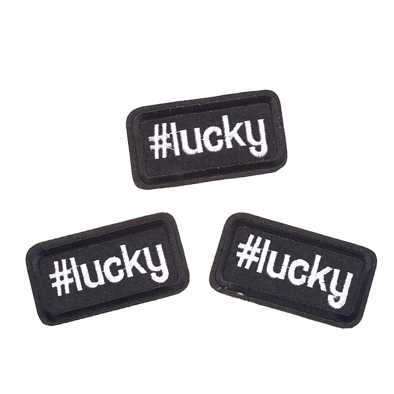 Lucky fabric patch black 1 pc.