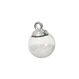 Glass bulb pendant 20×16 mm shiny white 1 pc.