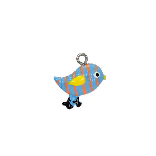 Plastic pendant Bird 20×18 mm blue 1 pc