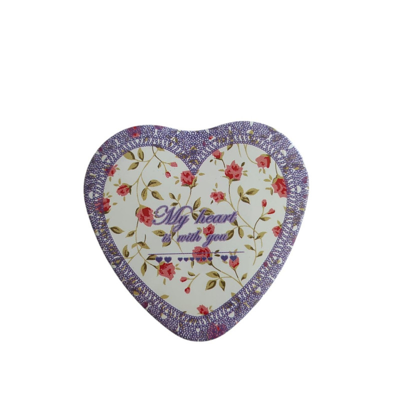 Pudełko metalowe 70x70 mm Serce My heart is with you fioletowy 1 szt