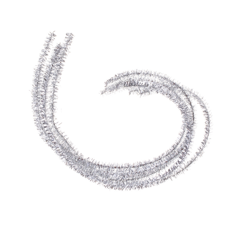 Silver fluffy coated wire, pack of 5 pcs.
