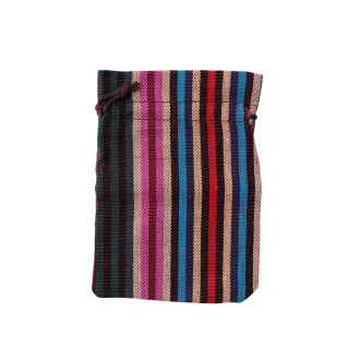Decorative striped burlap bag 14×10 cm dark 1 pc