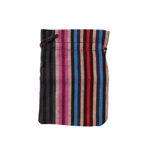 Decorative striped burlap bag 14×10 cm dark 1 pc